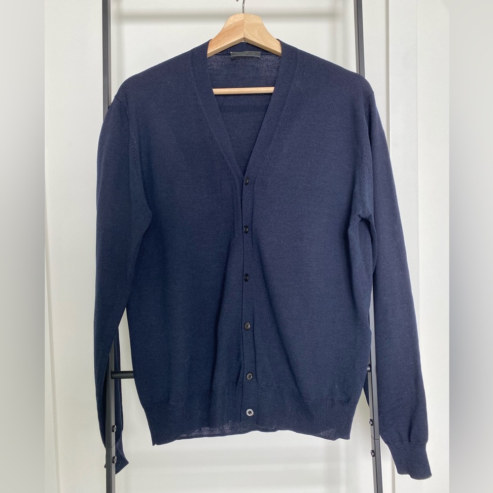 Prada Men's Deep Blue Cardigan Sweater